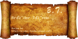 Bröder Tünde névjegykártya